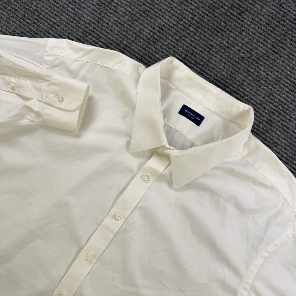 Proper Cloth Mens L/XL Jeff Evert White Long Sleeve Button Up Dress Work Shirt